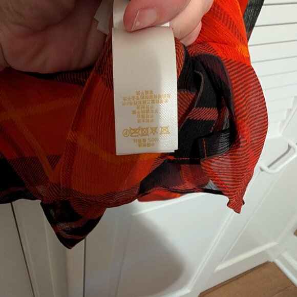 Kate Spade Plaid Silk Chiffon Ruffled Blouse, Size 10 - Picture 9 of 13
